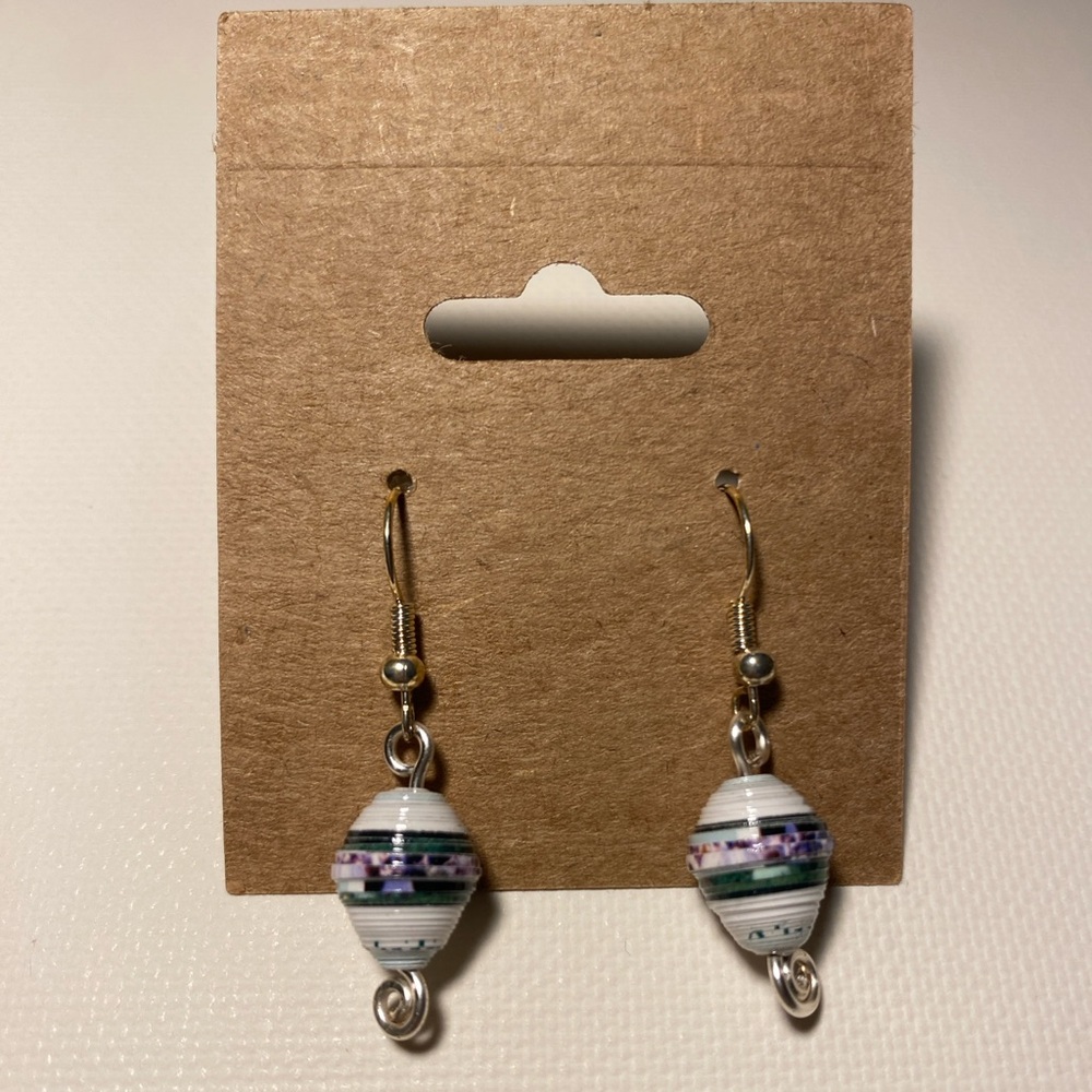 Handmade Paper Bead and Wire Earrings 🌀